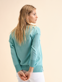 Felpa lunga in maglia con scollo a V