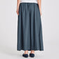 Gonna lunga Astrid in popeline di cotone biologico blu denim