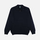 Maglione uomo in lana jacquard con zip a un quarto blu oceano