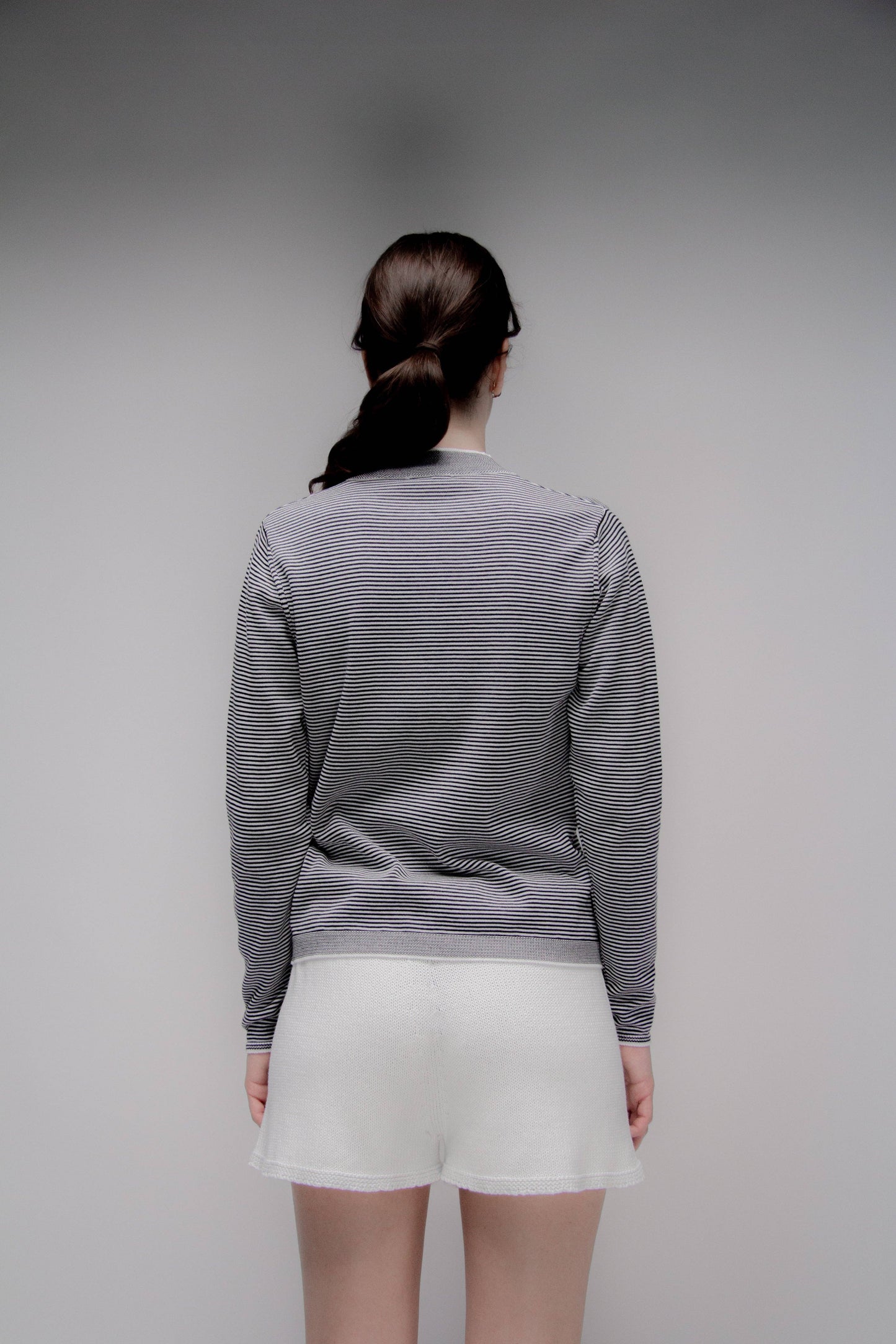 Maglione girocollo a righe in cotone Pima