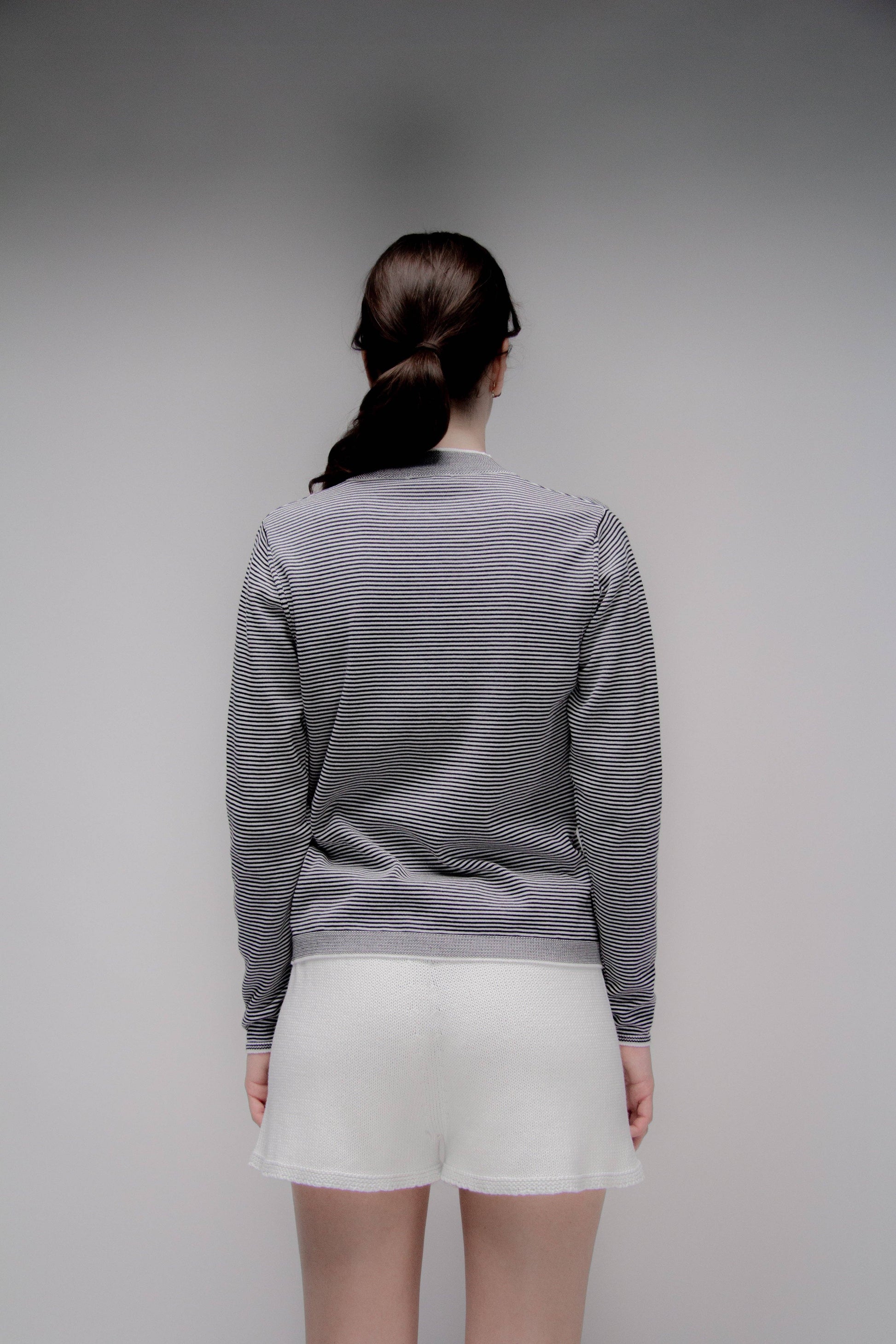 Maglione girocollo a righe in cotone Pima