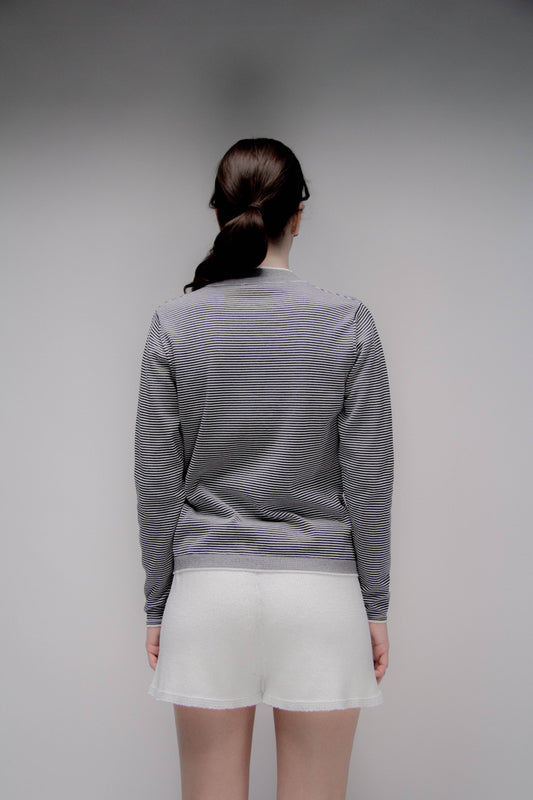 Maglione girocollo a righe in cotone Pima