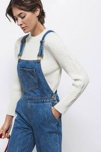 Salopette in denim blu con bretelle regolabili
