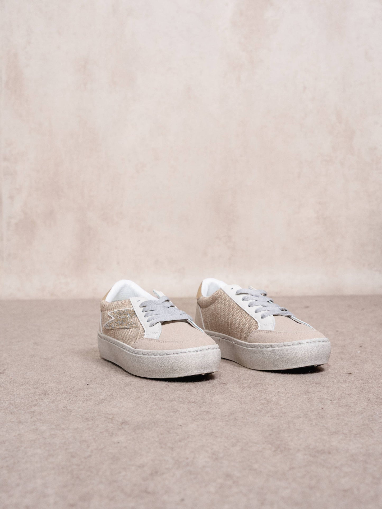 Sneakers glitter oro a contrasto