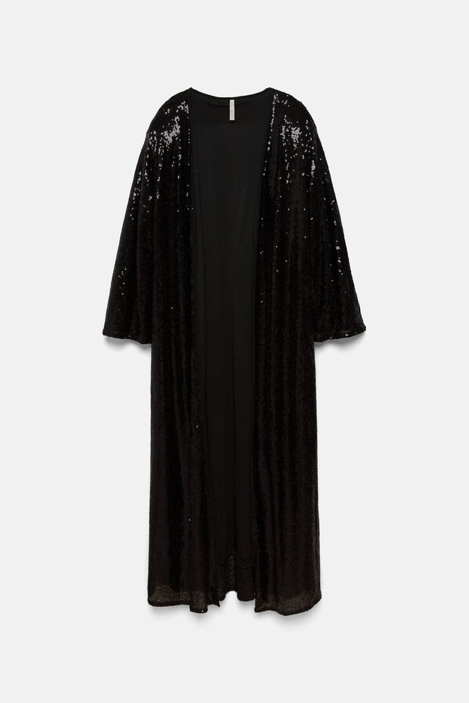 Kimono lungo con paillettes nero