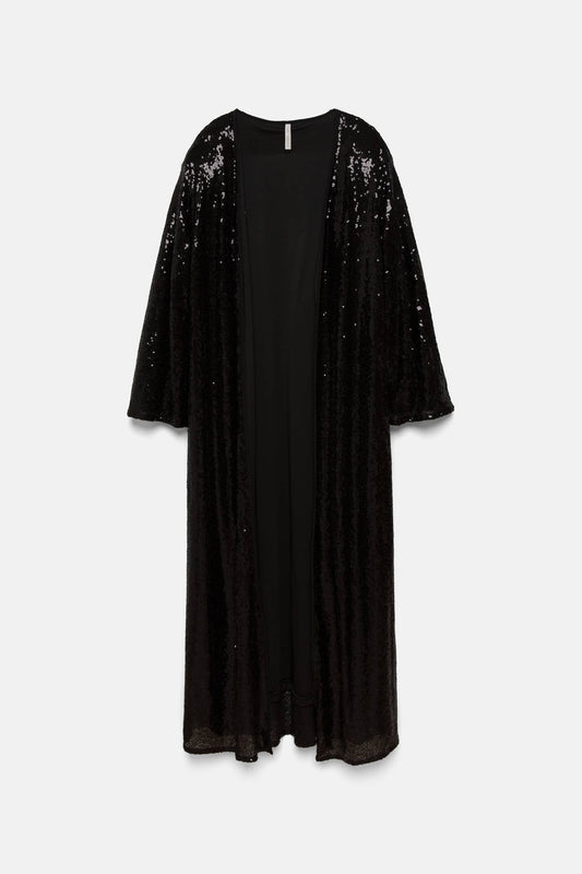 Kimono lungo con paillettes nero