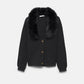 Cappotto in maglia con colletto in ecopelliccia