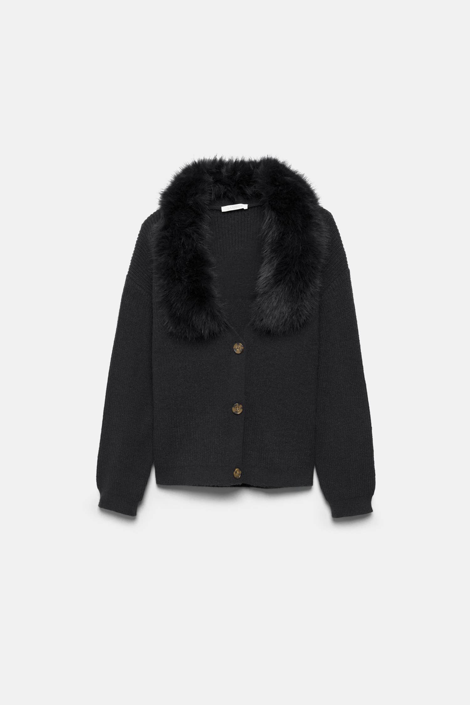 Cappotto in maglia con colletto in ecopelliccia