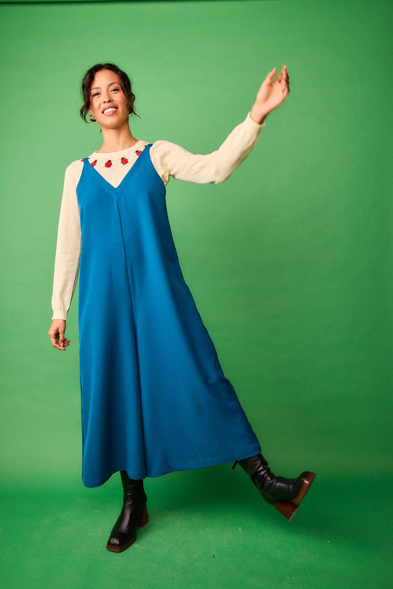 Salopette in viscosa blu da donna