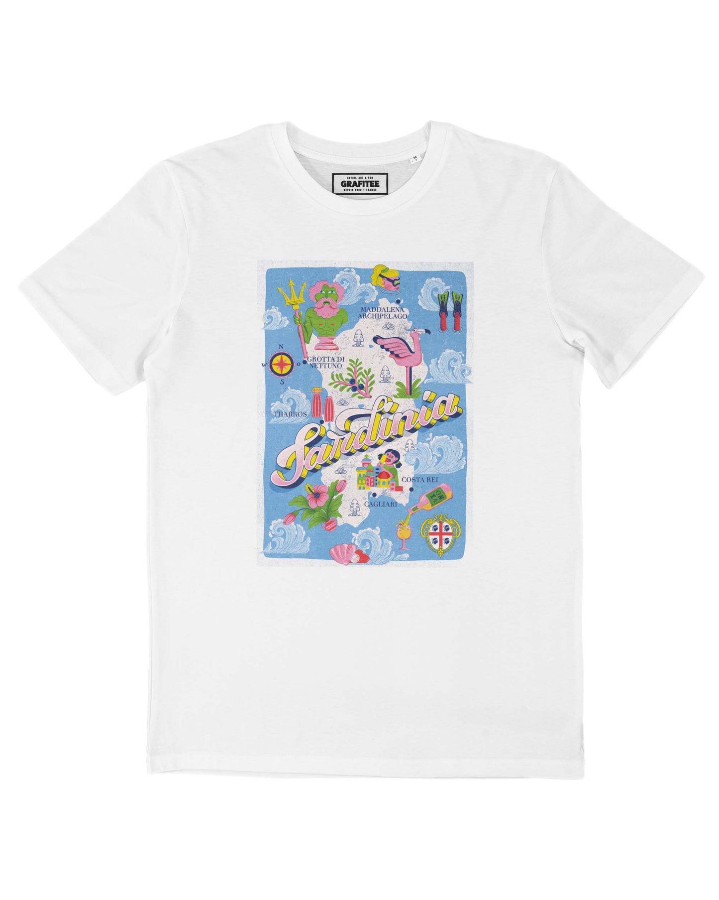 T-shirt Sardegna con stampa mappa