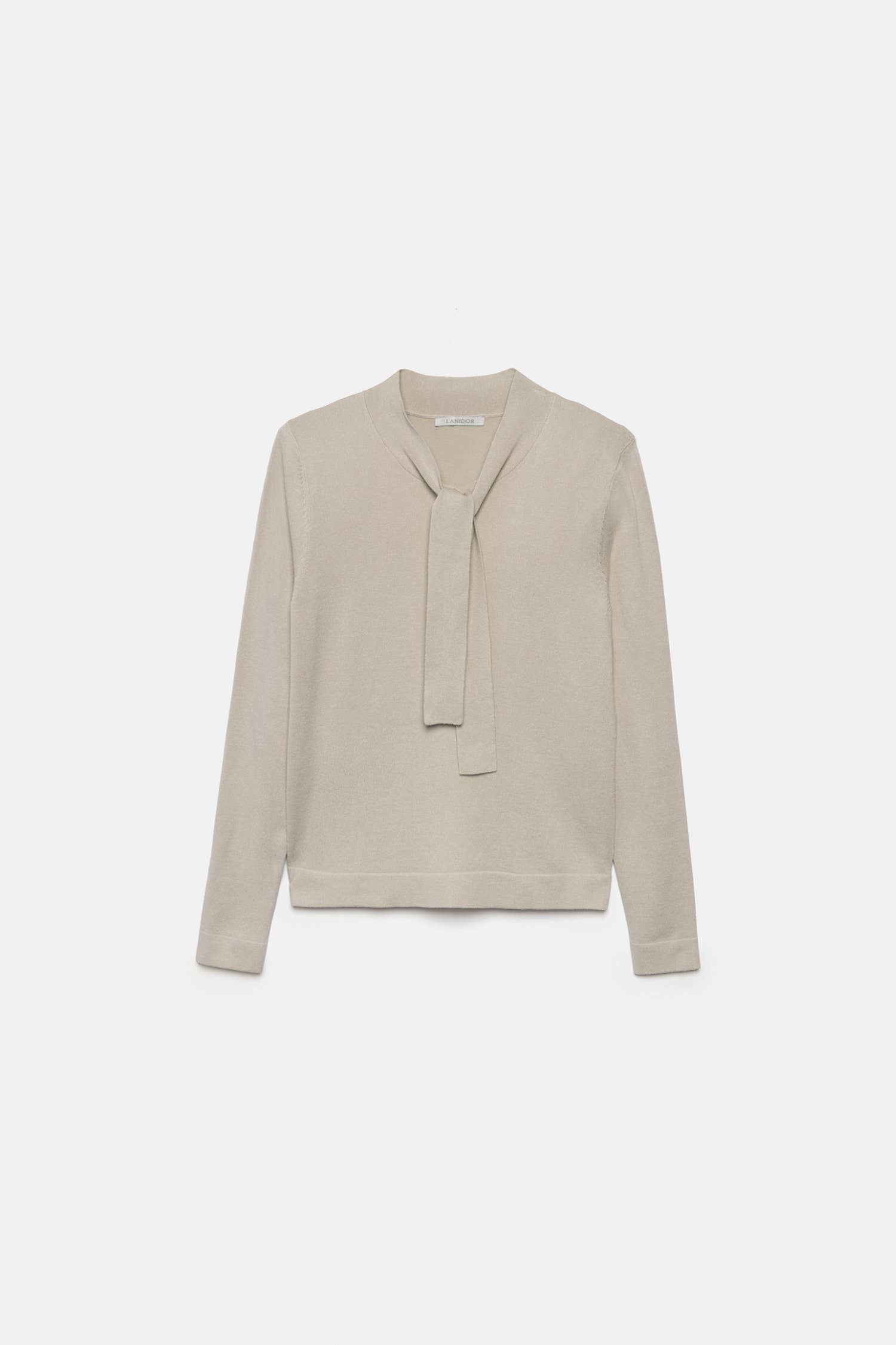 Maglione in maglia rasata con fiocco e scollo a V