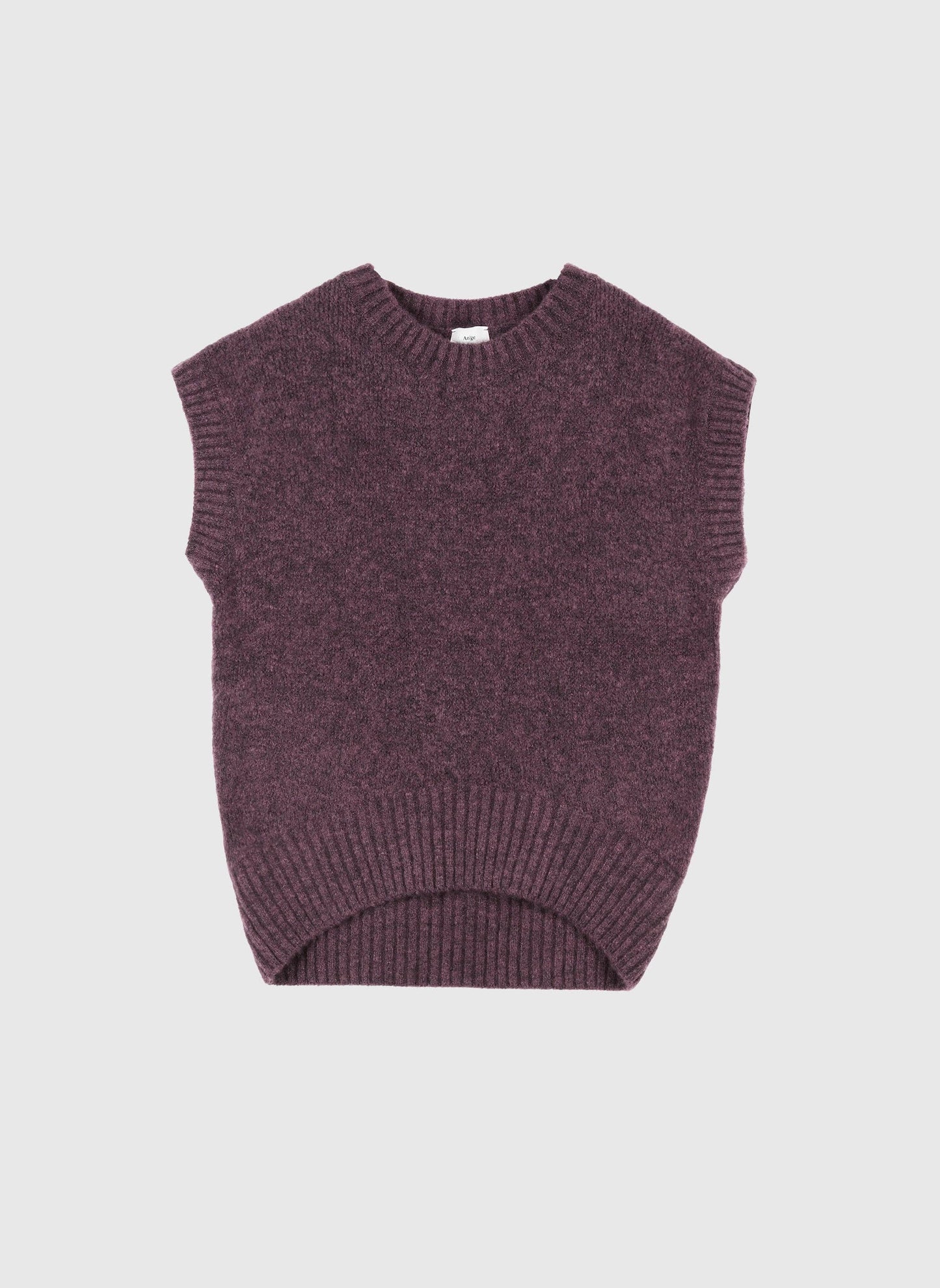 Maglione smanicato oversize in maglia spessa color fico
