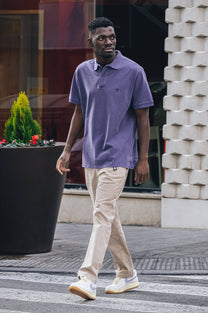 Polo in cotone biologico tinta pigmento Beacon Blue