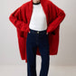 Cardigan oversize in maglia con tasche rosso