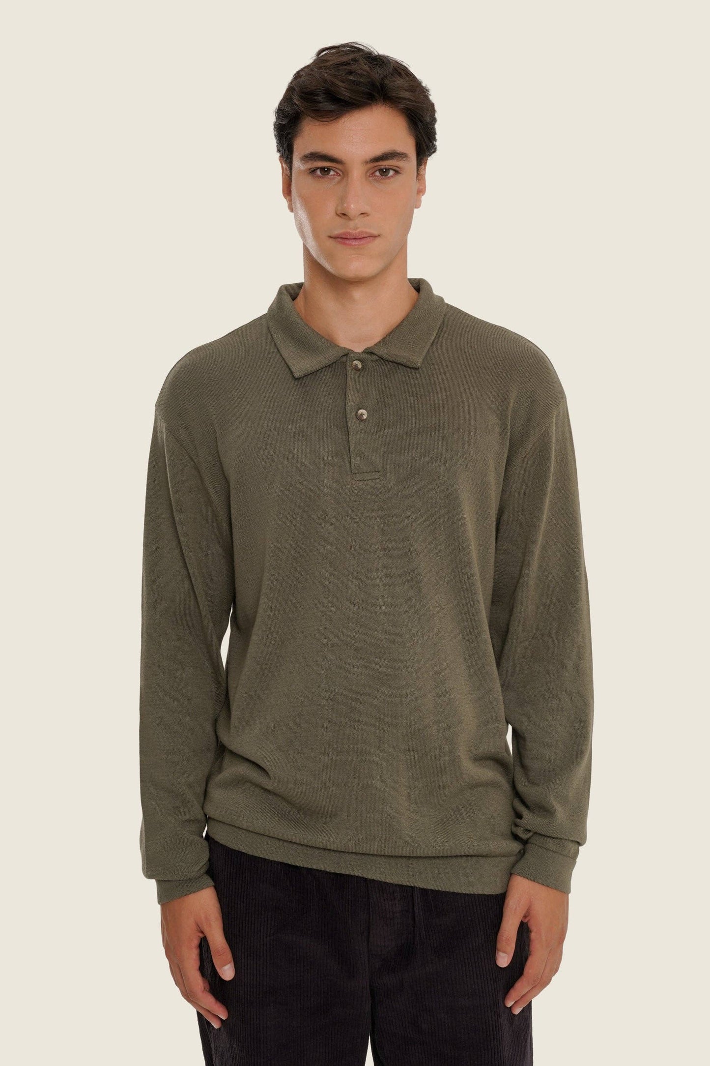 Maglione polo verde Foglia di Tè in cotone organico
