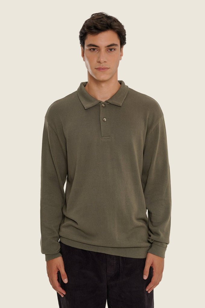 Maglione polo verde Foglia di Tè in cotone organico