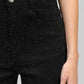 Jeans nero con paillettes a gamba dritta