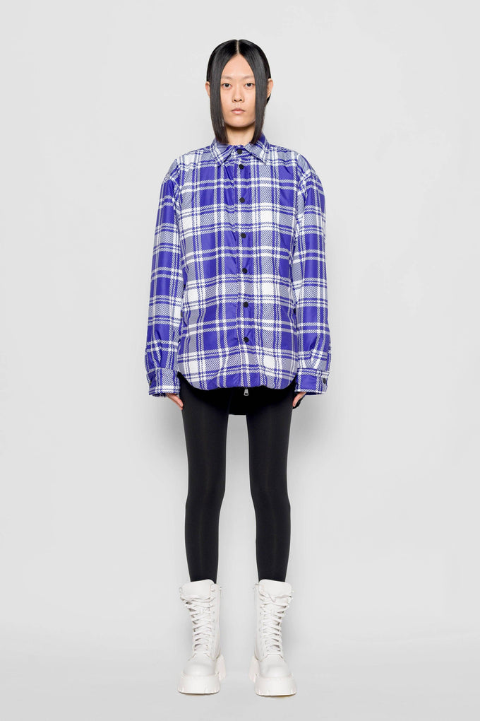 Camicia imbottita tartan viola e bianco Nemesi