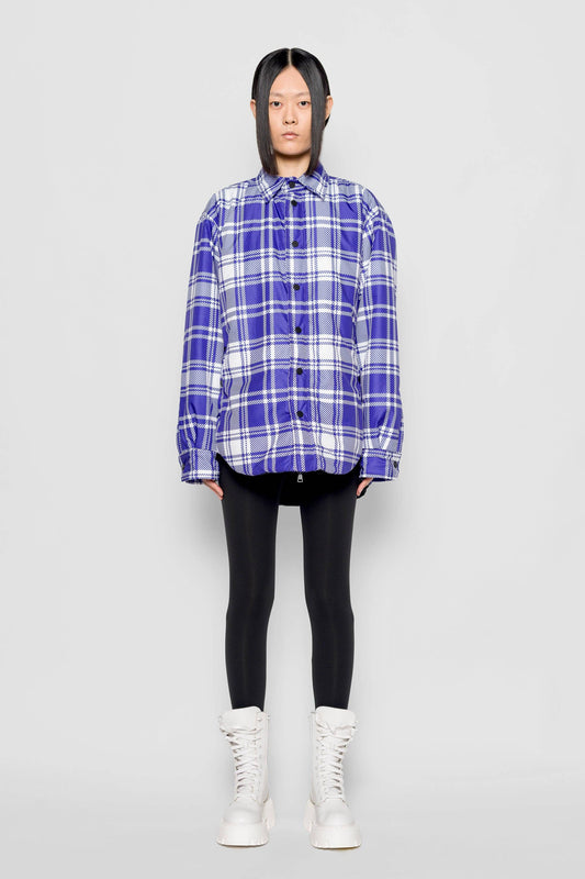 Camicia imbottita tartan viola e bianco Nemesi