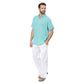 Camicia estiva uomo in cotone turchese a manica corta