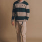 Maglione Sella a righe in lana merino verde pino e marrone