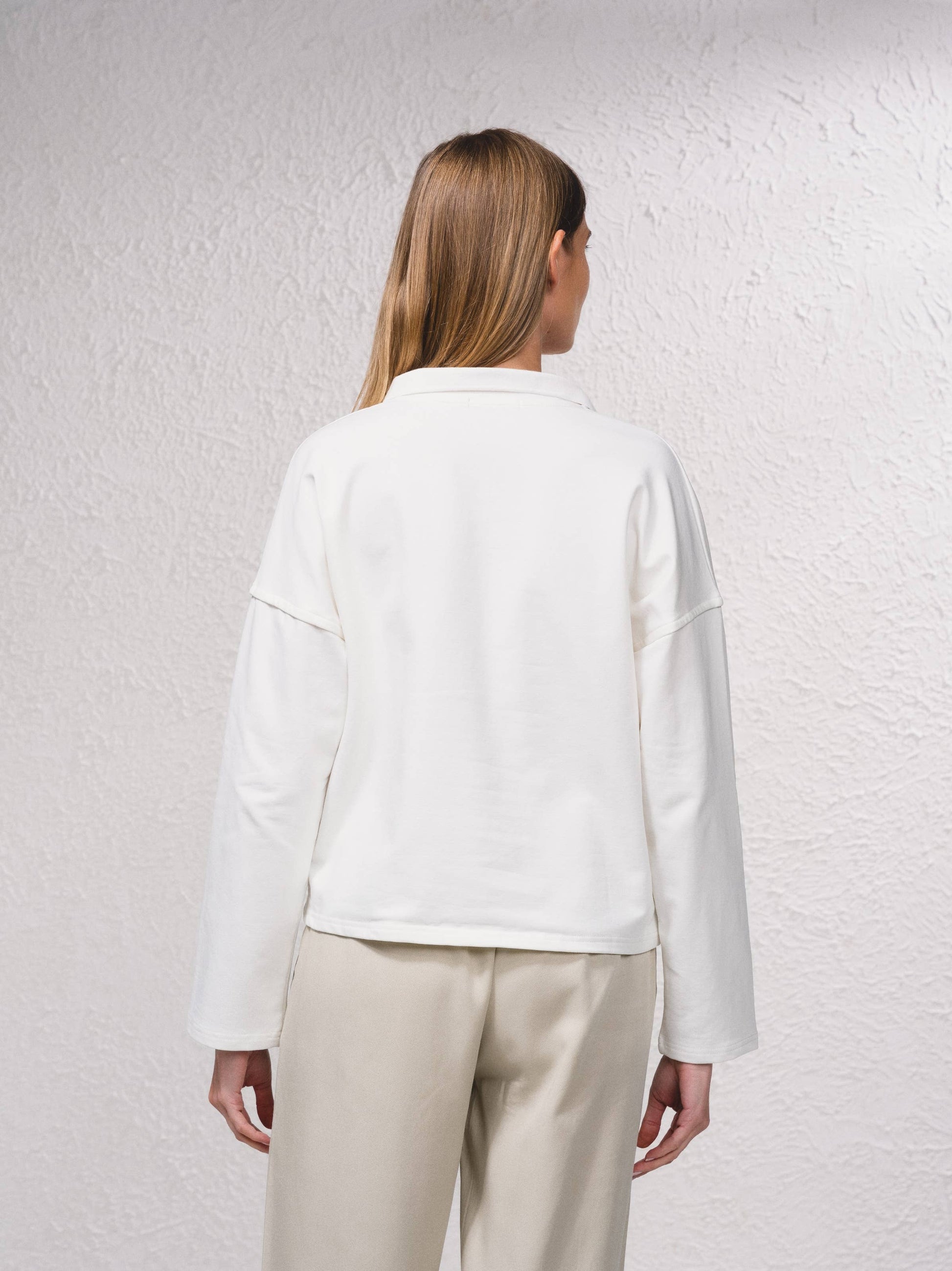 Maglia polo in misto cotone a maniche lunghe