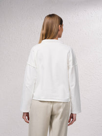 Maglia polo in misto cotone a maniche lunghe