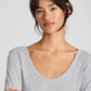 Maglia a maniche lunghe Ivy in cotone biologico a costine grigio chiaro mélange