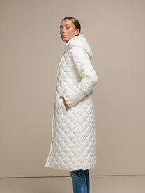 Cappotto trapuntato lungo con cappuccio