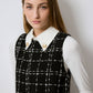 Abito gilet lungo in tweed con colletto a camicia