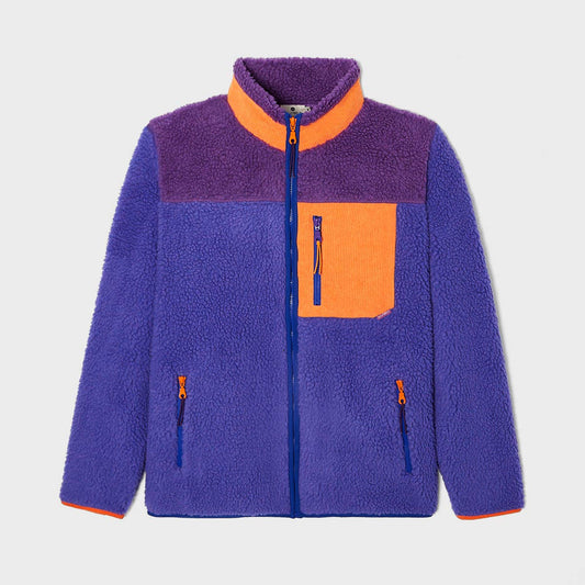 Giacca sherpa unisex con zip bicolore