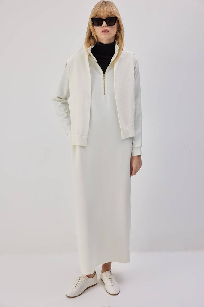 Abito dritto lungo con zip