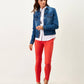 Pantaloni skinny jacquard in cotone stretch