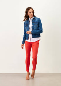 Pantaloni skinny jacquard in cotone stretch