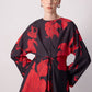 Tunica floreale rossa con maniche kimono e cintura