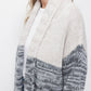 Cardigan bicolore in maglia con collo a scialle
