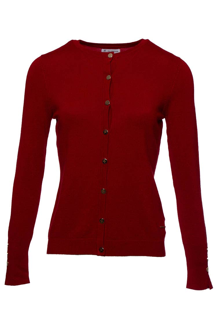 Cardigan girocollo in viscosa con bottoni