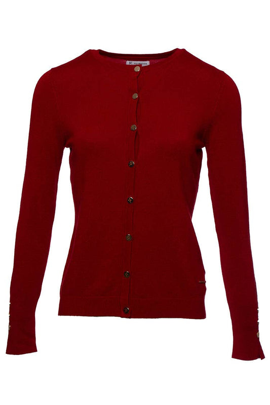 Cardigan girocollo in viscosa con bottoni