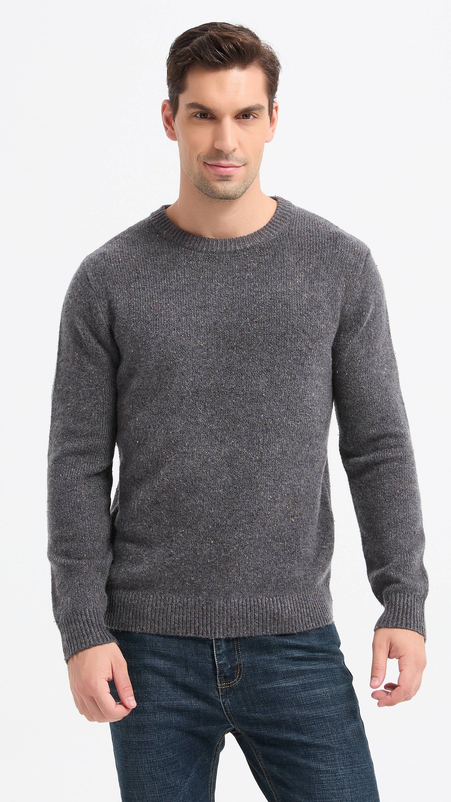Maglione girocollo spesso antracite in filato Polyana