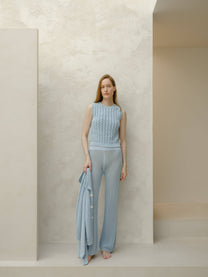Pantaloni in cotone fine all’uncinetto
