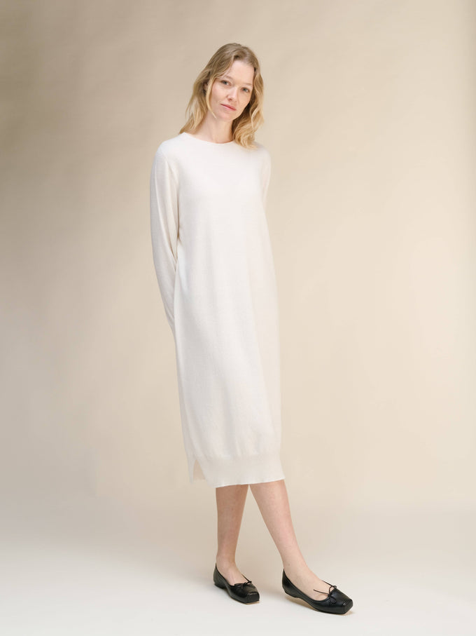 Abito midi in misto cashmere knit senza cuciture