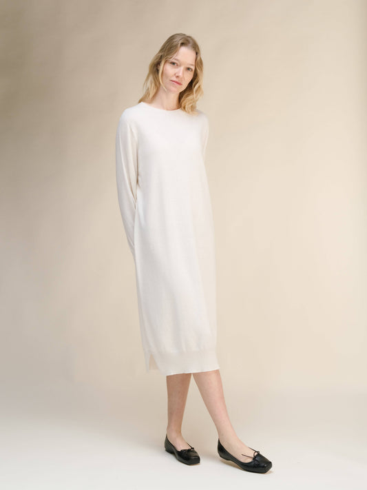 Abito midi in misto cashmere knit senza cuciture