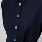 Abito camicia midi in popeline blu navy con cintura