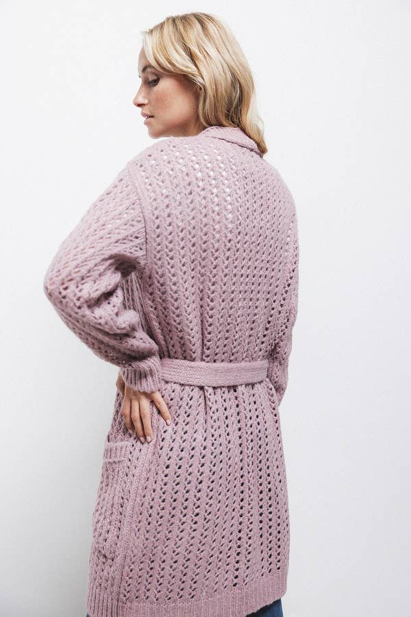 Cardigan in maglia strutturata con cintura
