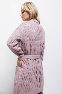 Cardigan in maglia strutturata con cintura