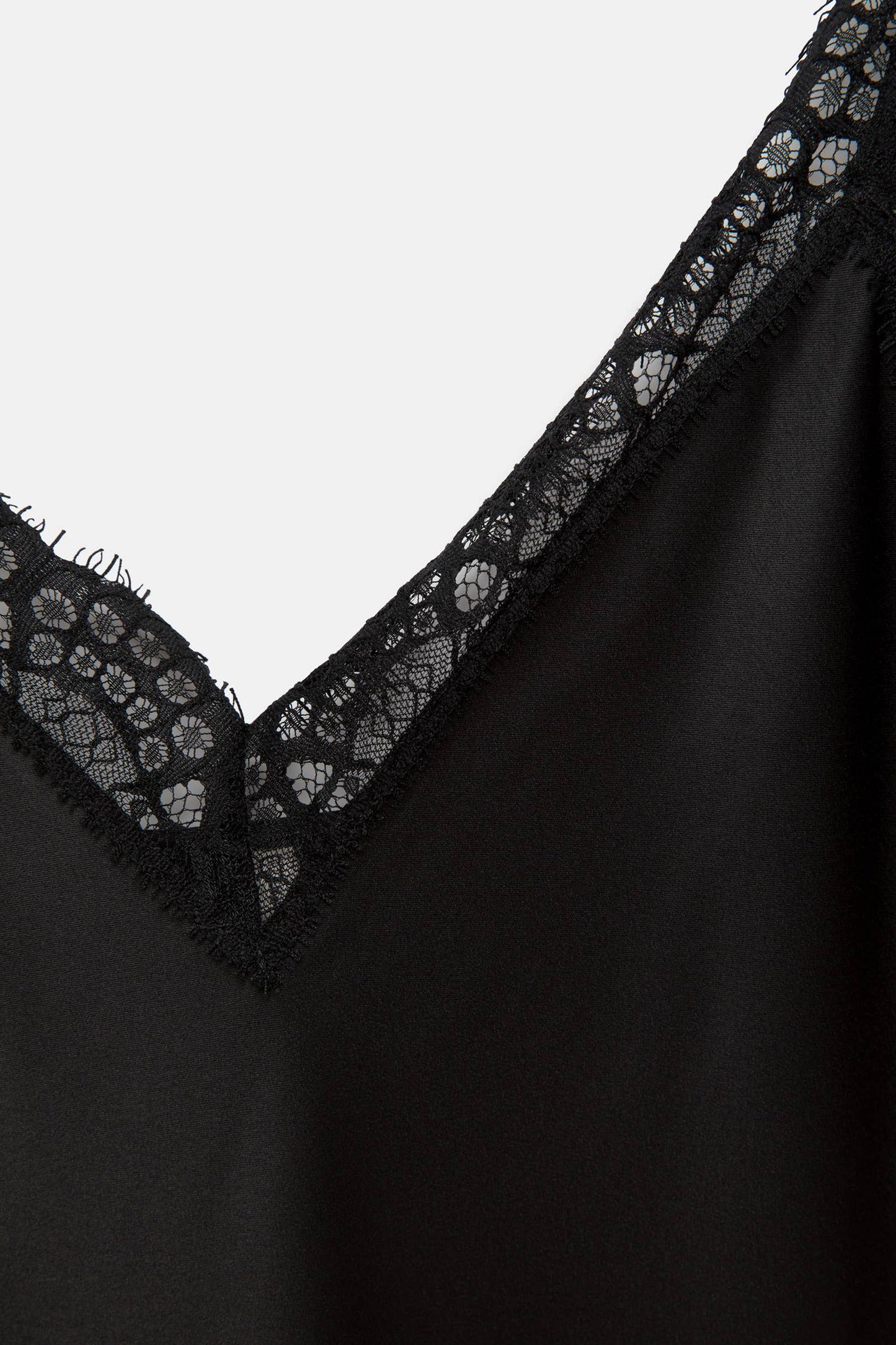 Abito midi in raso con pizzo e spalline sottili