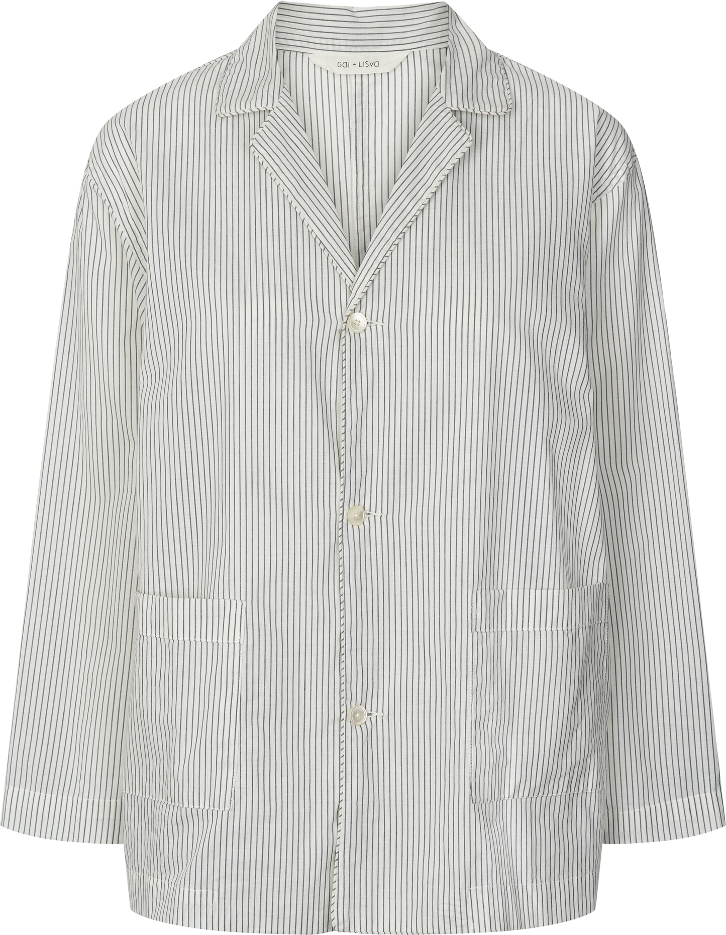 Camicia Nora in cotone biologico a righe blu denim
