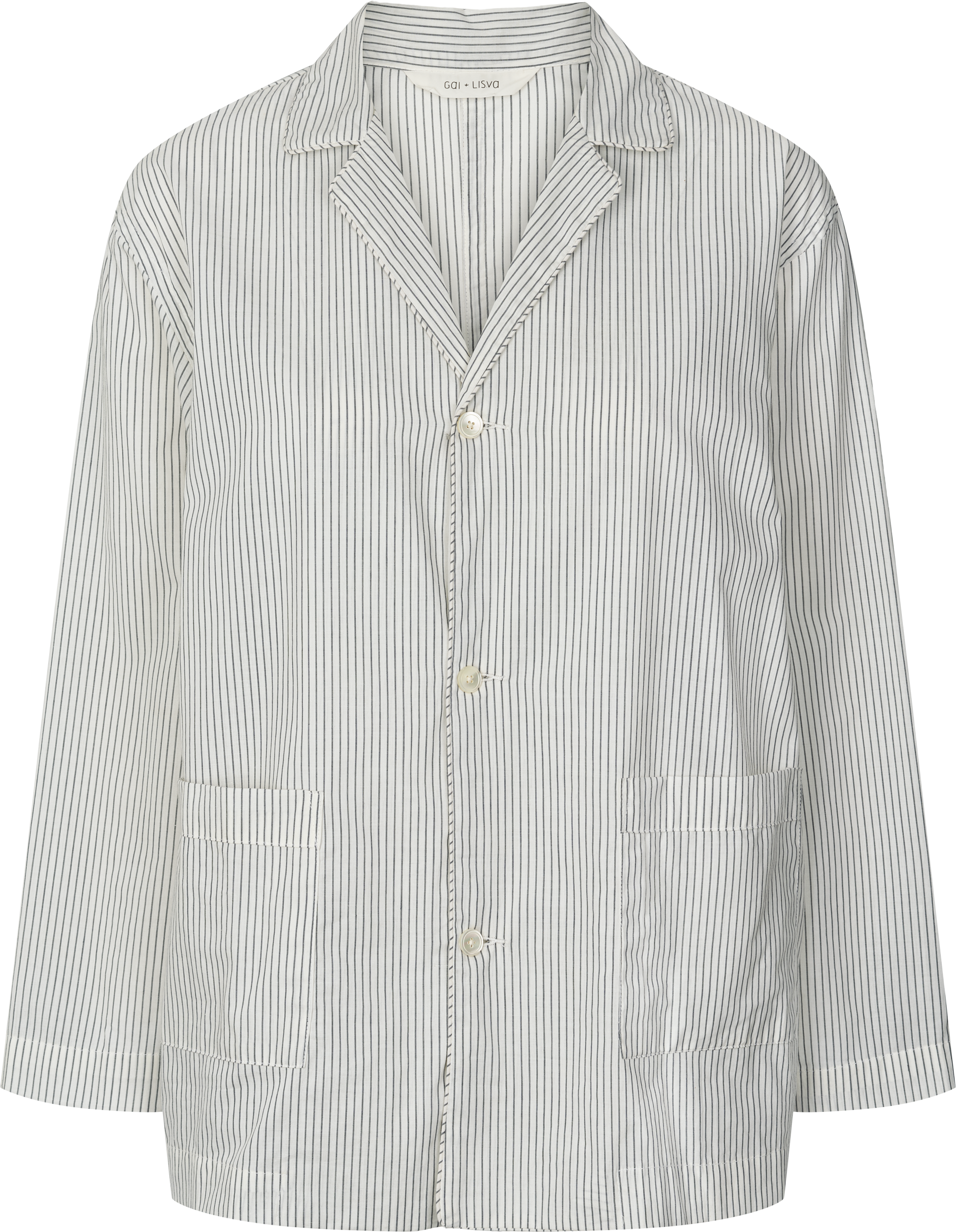 Camicia Nora in cotone biologico a righe blu denim
