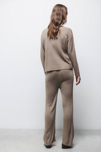 Pantaloni in maglia a coste a gamba dritta