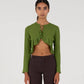 Blusa corta verde con fiocchi e volant
